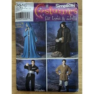 Simplicity 5840 Jedi Fantasy Costume Pattern Robe Tunic Dickey XS S M L XL FF UC